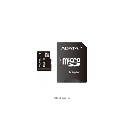 Memória-kártya 16GB microSDHC Class4 Adata Premier + adapter : AUSDH16GCL4-RA1 fotó