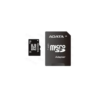 Memória-kártya 8GB microSDHC Class4 Adata Premier + adapter : AUSDH8GCL4-RA1 fotó