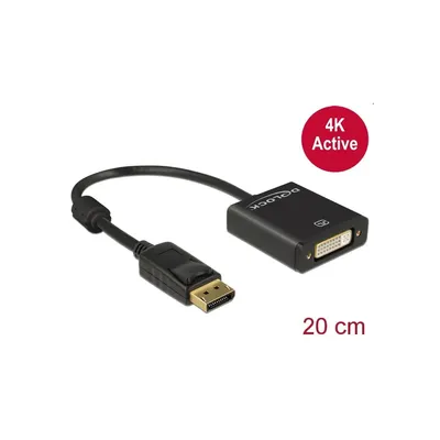 Displayport 1.2 dugós csatl. - DVI csatlakozóhüvely 4K aktív adapter - Fekete Delock 62599 : Delock-62599 fotó