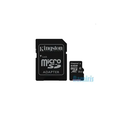 Memória-kártya 64GB SD micro Kingston Canvas Select 80R SDCS/64GB  SDXC Class 10  UHS-I adapterrel : SDCS_64GB fotó