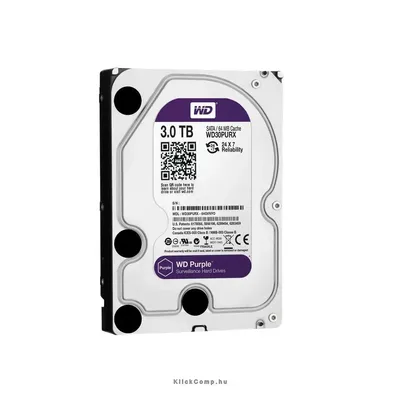 3TB 3,5" HDD SATA-600 Desktop Western Digital Purple : WD30PURX fotó