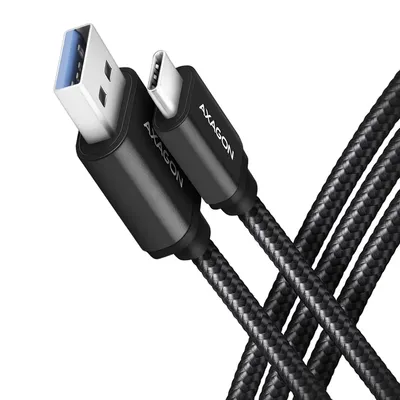 kábel USB-C 3.2 Gen 1 - USB-A 1m adatkábel harisnyázott fekete Axagon : Axagon-BUCM3-AM10AB fotó